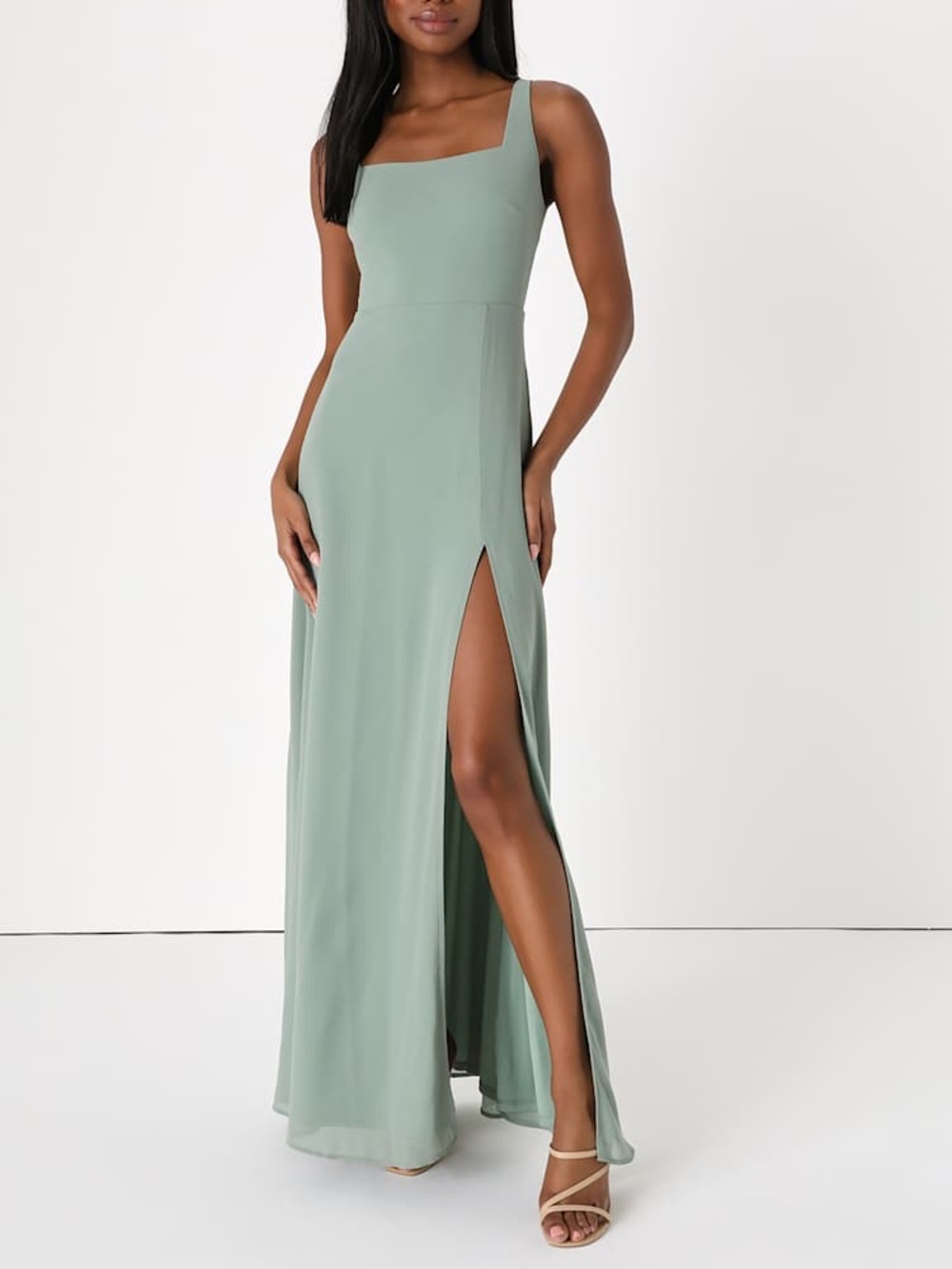 Lulus Remarkable Arrival Sage Brush Sleeveless Maxi Dress Size S NWT
